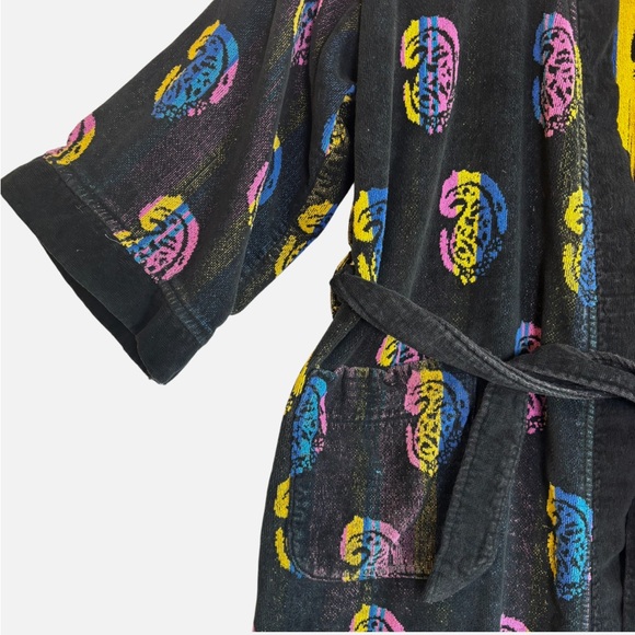 VTG Christian Dior Monsieur Robe – 80s Abstract Paisley Terry Cloth Bathrobe O/S - Picture 5 of 11